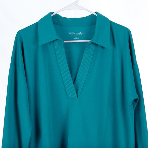 Soft Surroundings Green Long Sleeve Top Petite Medium - Picture 2 of 6